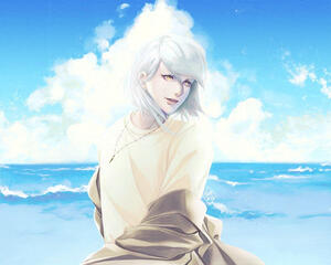 blue sky and amber eyes.